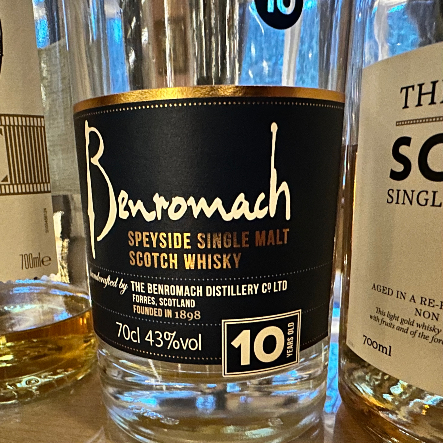 The Benromach 10 whisky bottle