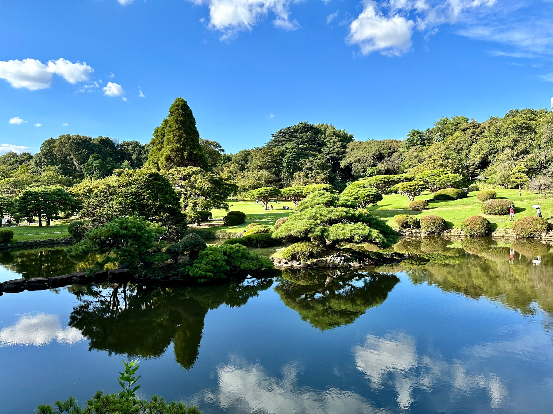 A view of the traditional Japanese gardens in Shinjuku Gyoen National Garden