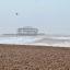 Large waves crashing around the West Pier in Brighton