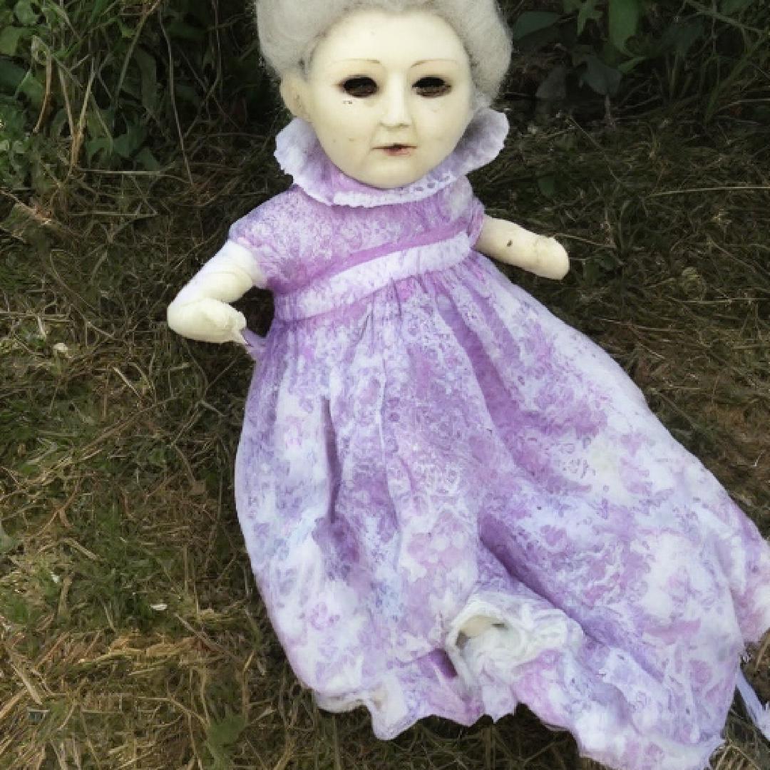 Liz the Haunted Doll watching sheep